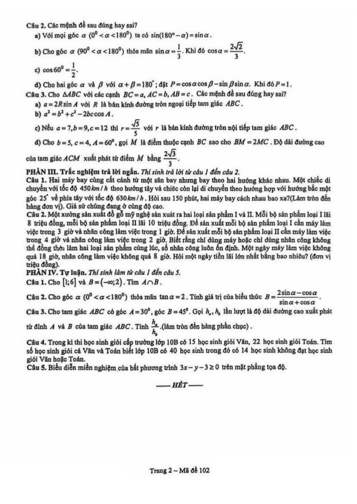 đề giữa học kì 1 toán 10 năm 2025 – 2026 trường chuyên lương văn tụy – ninh bình 1