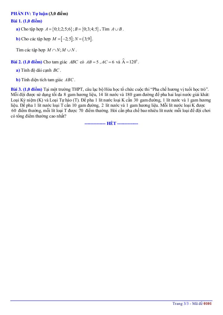 đề giữa học kì 1 toán 10 năm 2025 – 2026 trường thpt yên dũng 1 – bắc ninh 2