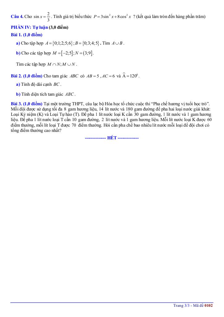 đề giữa học kì 1 toán 10 năm 2025 – 2026 trường thpt yên dũng 1 – bắc ninh 5