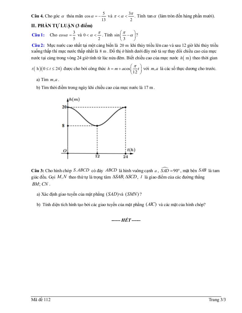đề giữa học kì 1 toán 11 năm 2025 – 2026 trường thpt can lộc – hà tĩnh 5