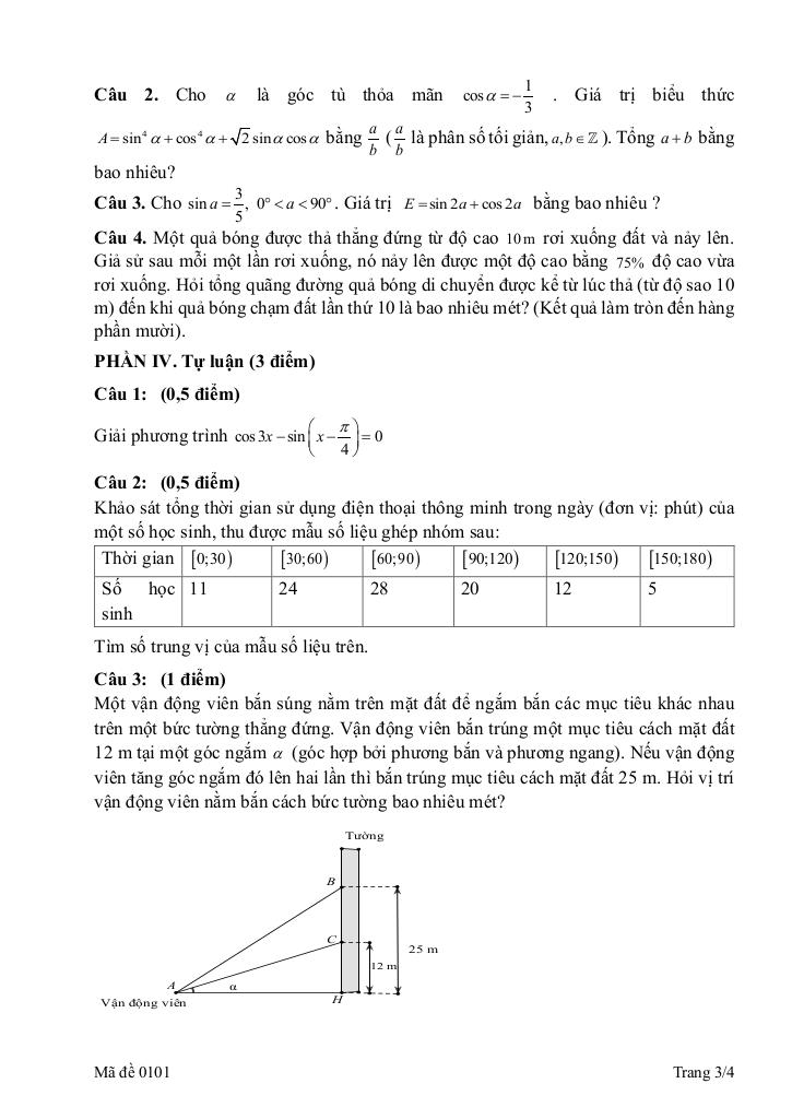 đề giữa học kì 1 toán 11 năm 2025 – 2026 trường thpt lê chân – hải phòng 2