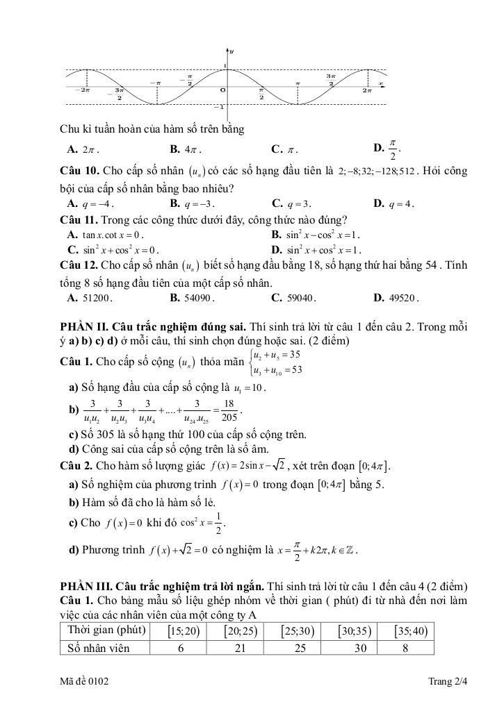 đề giữa học kì 1 toán 11 năm 2025 – 2026 trường thpt lê chân – hải phòng 5