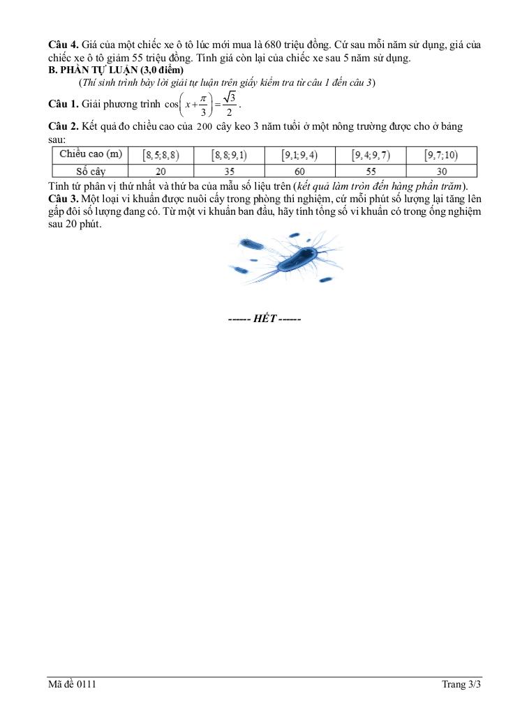 đề giữa học kì 1 toán 11 năm 2025 – 2026 trường thpt lê lợi – quảng ngãi 2