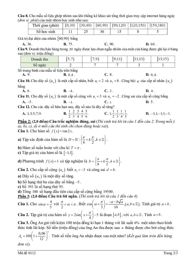 đề giữa học kì 1 toán 11 năm 2025 – 2026 trường thpt lê lợi – quảng ngãi 4
