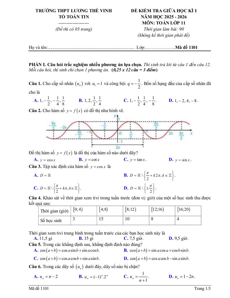 đề giữa học kì 1 toán 11 năm 2025 – 2026 trường thpt lương thế vinh – quảng ninh 0
