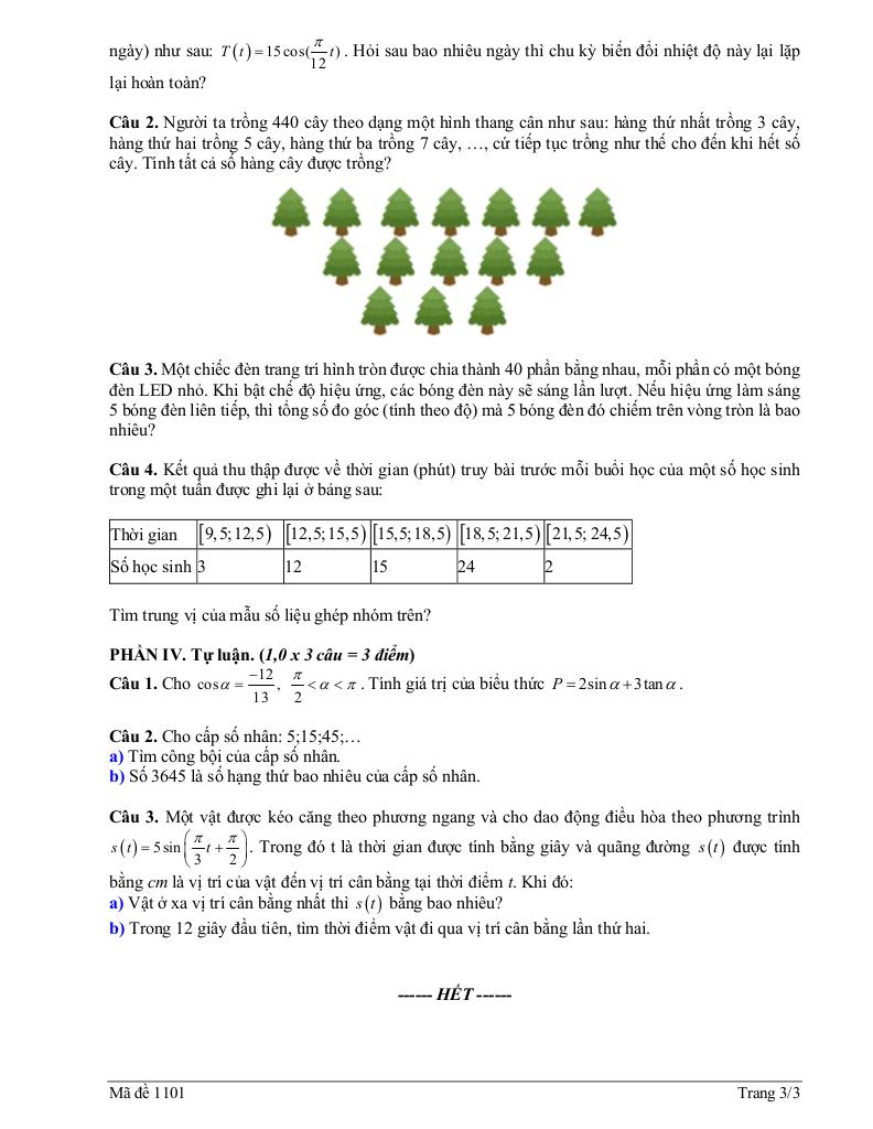 đề giữa học kì 1 toán 11 năm 2025 – 2026 trường thpt lương thế vinh – quảng ninh 2