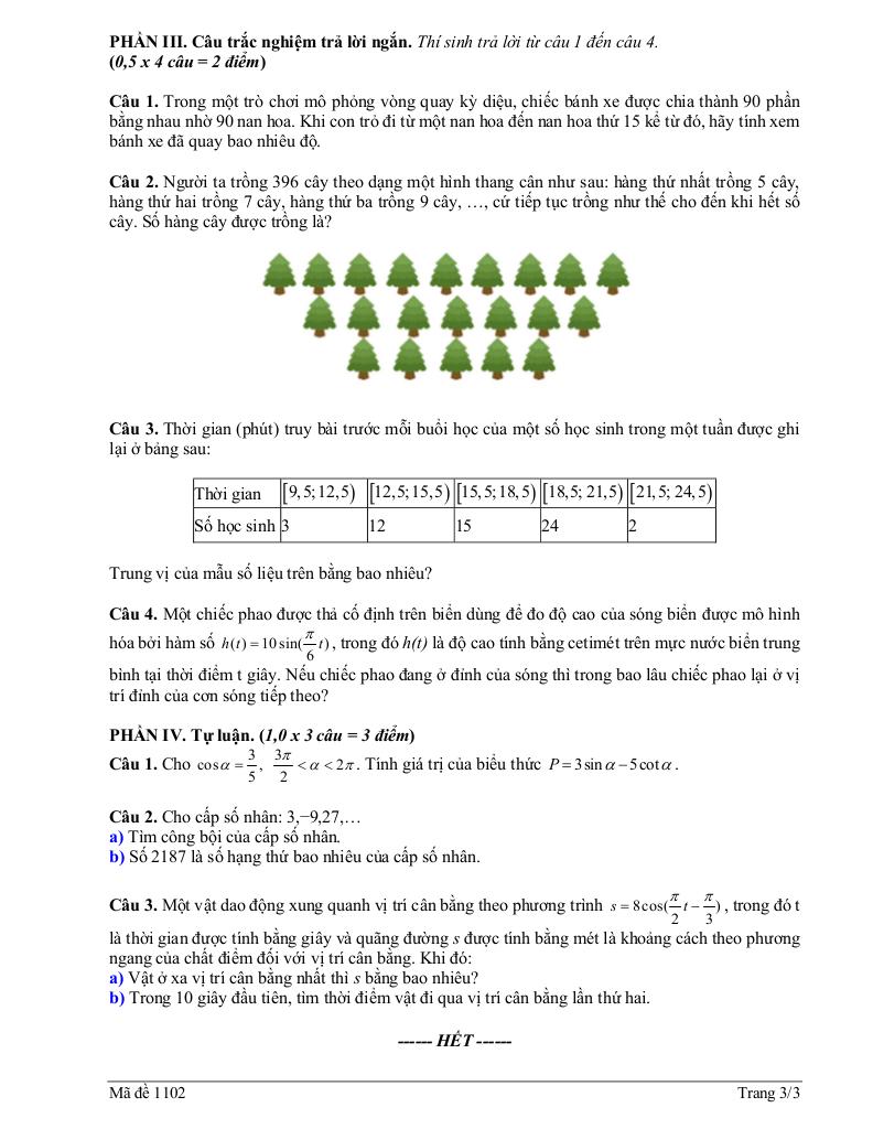 đề giữa học kì 1 toán 11 năm 2025 – 2026 trường thpt lương thế vinh – quảng ninh 5