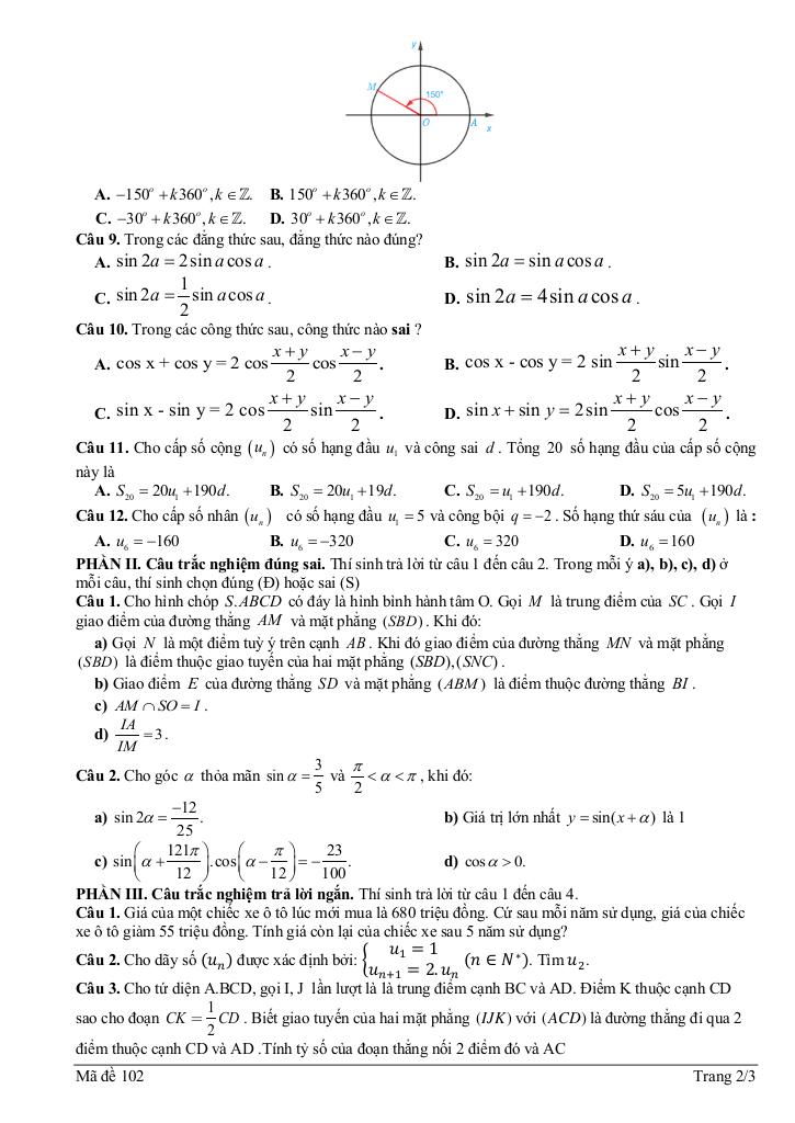 đề giữa học kì 1 toán 11 năm 2025 – 2026 trường thpt nhị chiểu – hải phòng 4