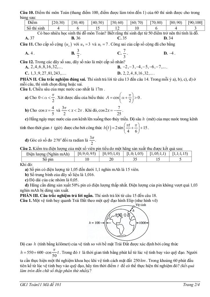 đề giữa học kì 1 toán 11 năm 2025 – 2026 trường thpt nhữ văn lan – hải phòng 1