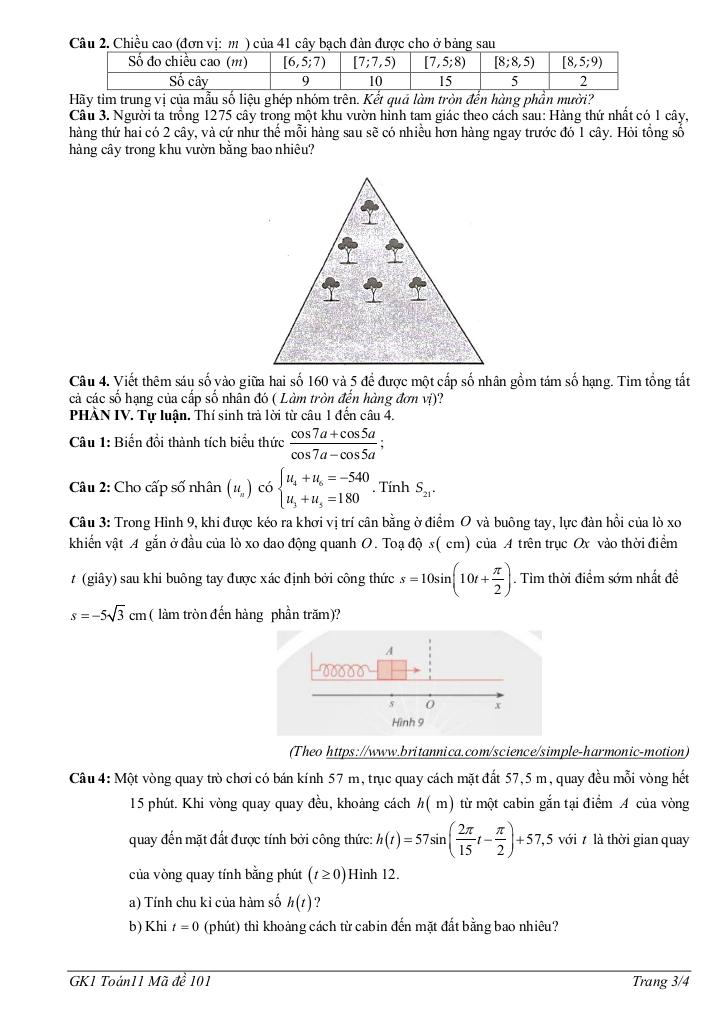 đề giữa học kì 1 toán 11 năm 2025 – 2026 trường thpt nhữ văn lan – hải phòng 2