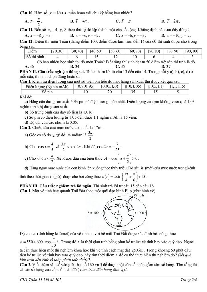 đề giữa học kì 1 toán 11 năm 2025 – 2026 trường thpt nhữ văn lan – hải phòng 5