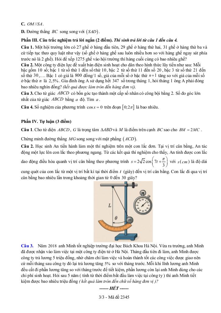 đề giữa học kì 1 toán 11 năm 2025 – 2026 trường thpt thái phiên – hải phòng 5