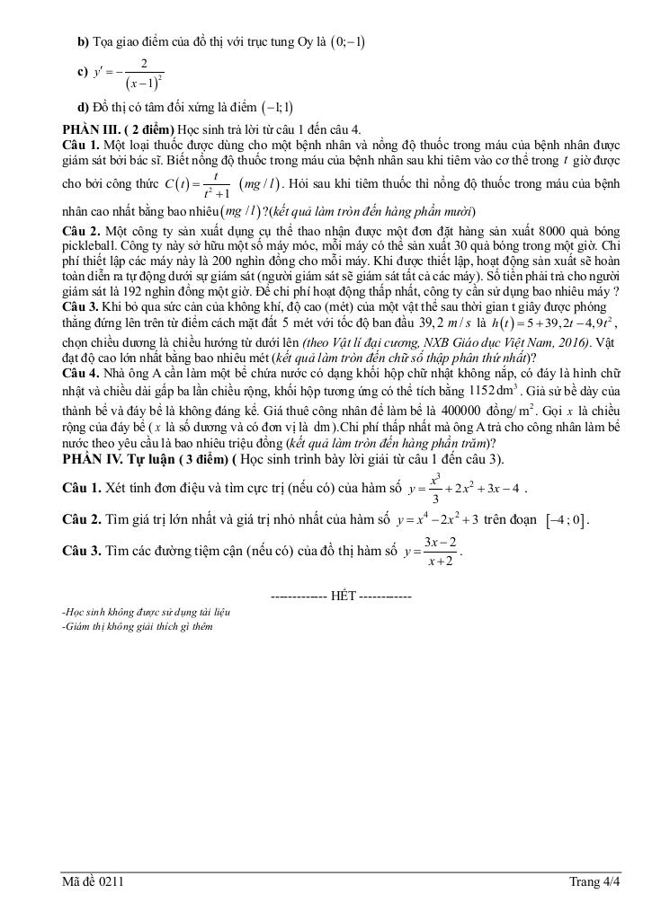 đề giữa học kì 1 toán 12 năm 2025 – 2026 trường đông thành – vĩnh long 3