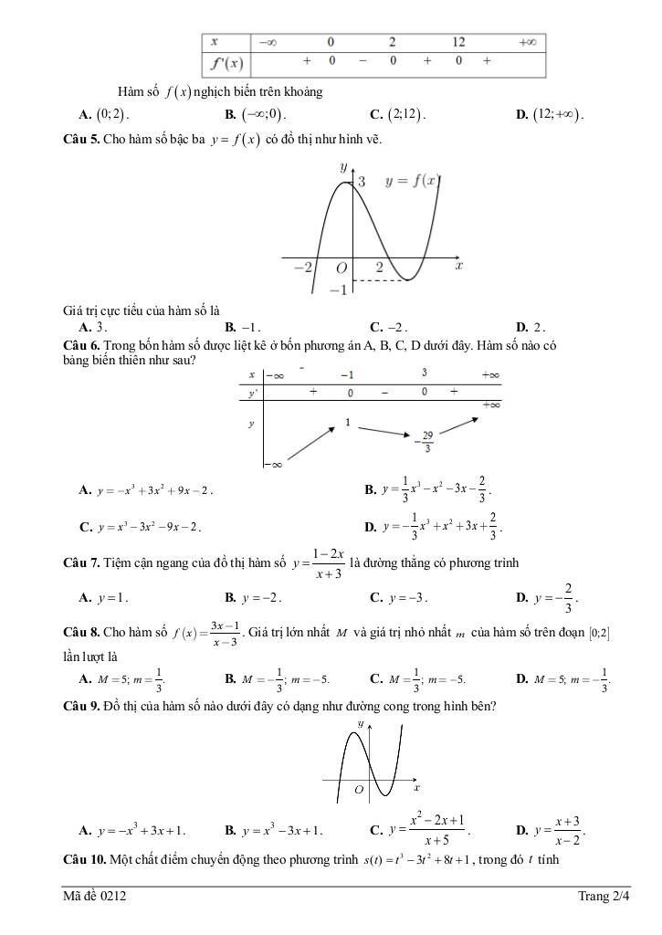 đề giữa học kì 1 toán 12 năm 2025 – 2026 trường đông thành – vĩnh long 5