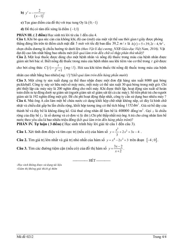 đề giữa học kì 1 toán 12 năm 2025 – 2026 trường đông thành – vĩnh long 7