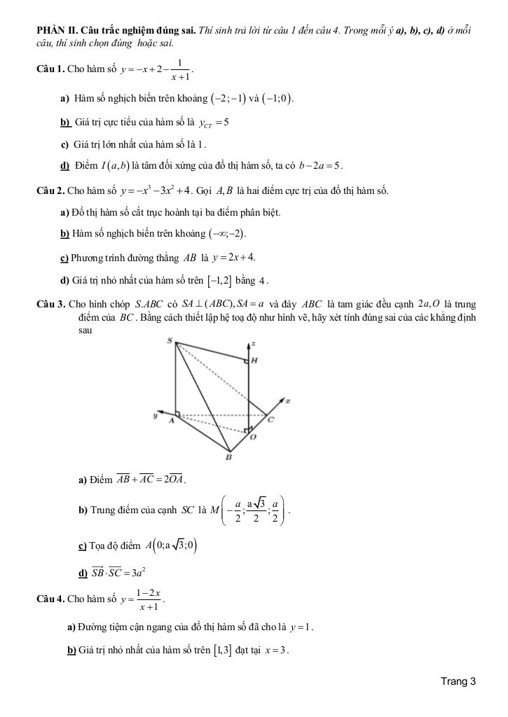 đề giữa học kì 1 toán 12 năm 2025 – 2026 trường thpt củ chi – tp hcm 2