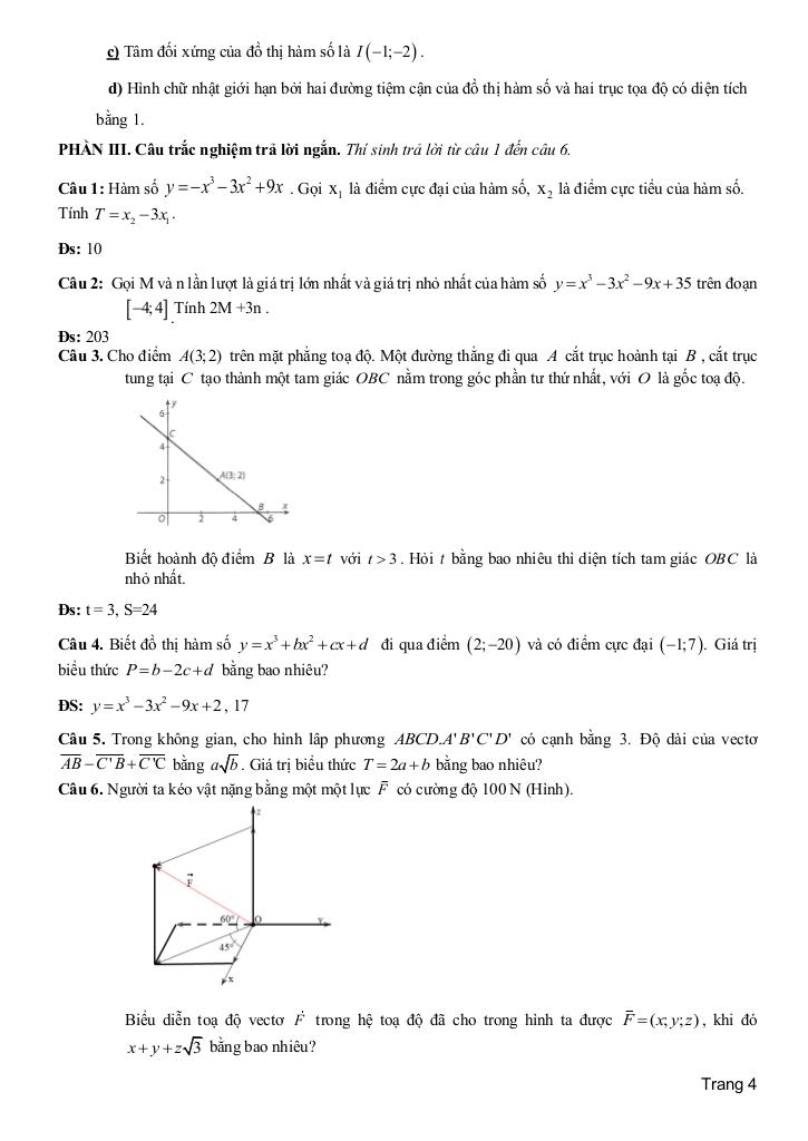 đề giữa học kì 1 toán 12 năm 2025 – 2026 trường thpt củ chi – tp hcm 3