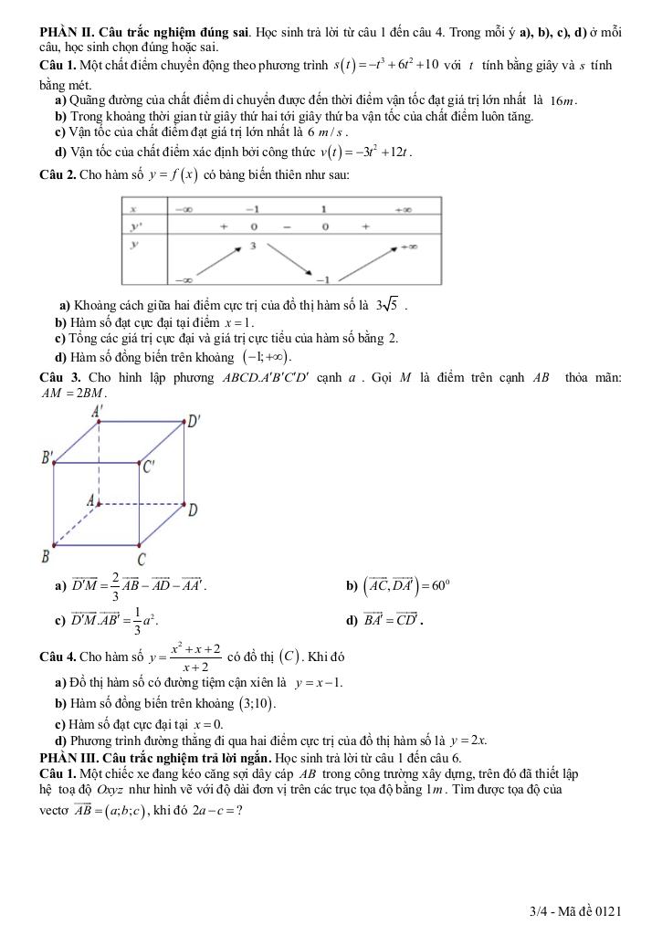đề giữa học kì 1 toán 12 năm 2025 – 2026 trường thpt lạng giang 3 – bắc ninh 2