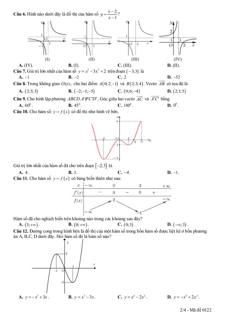 đề giữa học kì 1 toán 12 năm 2025 – 2026 trường thpt lạng giang 3 – bắc ninh 5