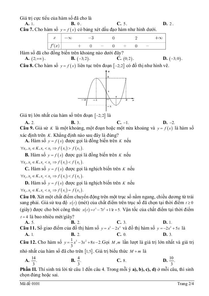 đề giữa học kì 1 toán 12 năm 2025 – 2026 trường thpt lê chân – hải phòng 1