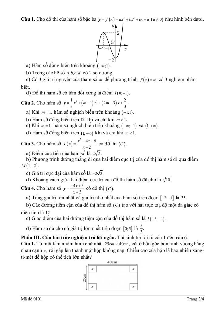 đề giữa học kì 1 toán 12 năm 2025 – 2026 trường thpt lê chân – hải phòng 2