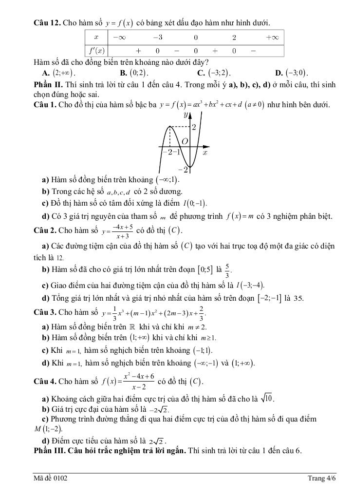 đề giữa học kì 1 toán 12 năm 2025 – 2026 trường thpt lê chân – hải phòng 6