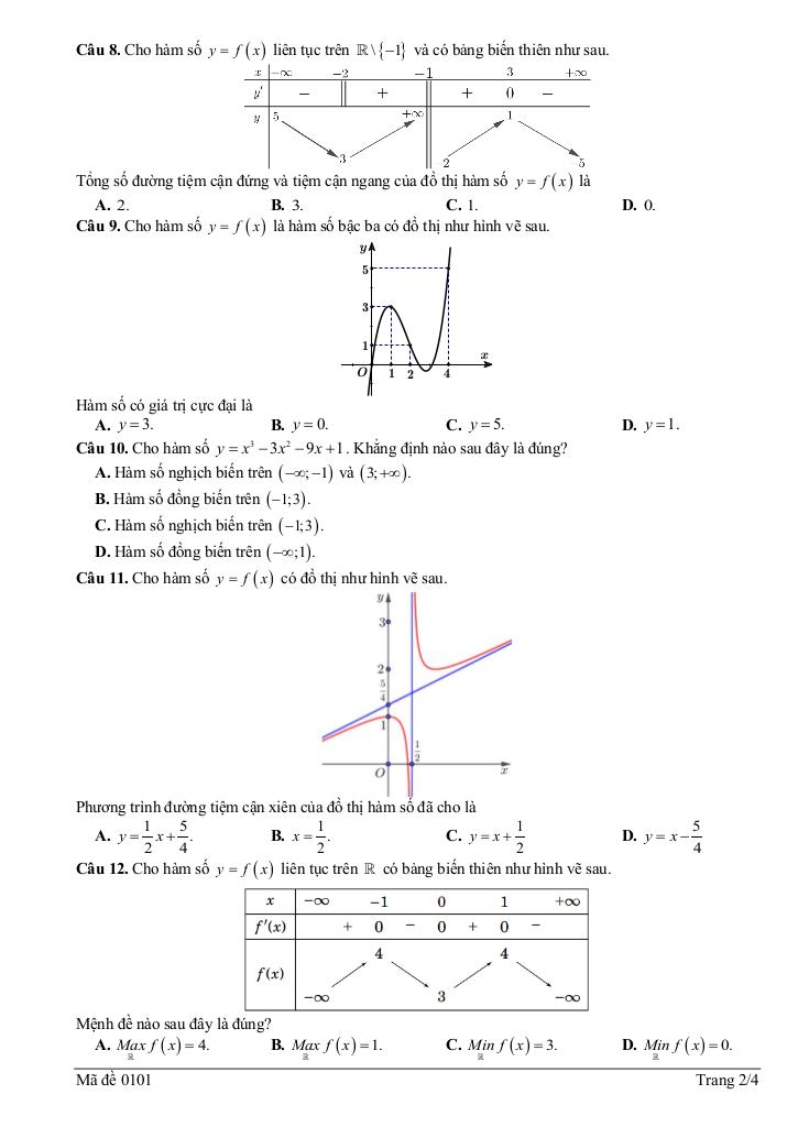 đề giữa học kì 1 toán 12 năm 2025 – 2026 trường thpt mạc đĩnh chi – hải phòng 1