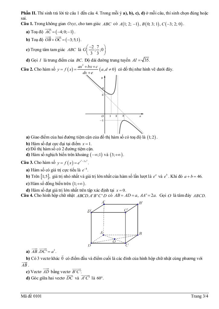 đề giữa học kì 1 toán 12 năm 2025 – 2026 trường thpt mạc đĩnh chi – hải phòng 2