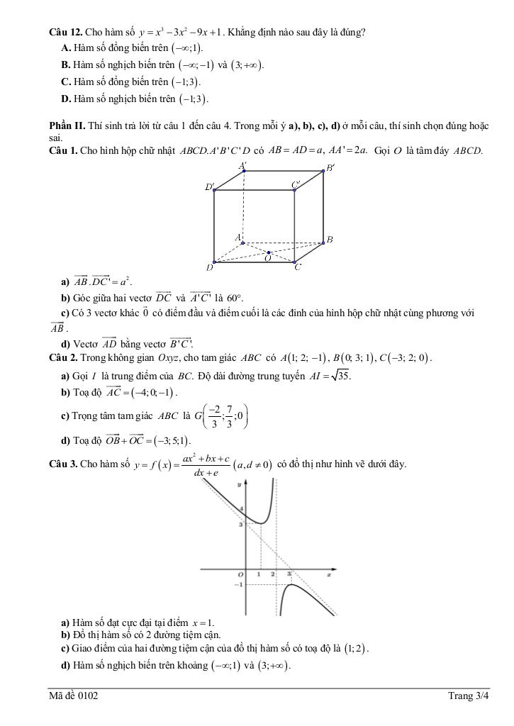 đề giữa học kì 1 toán 12 năm 2025 – 2026 trường thpt mạc đĩnh chi – hải phòng 6