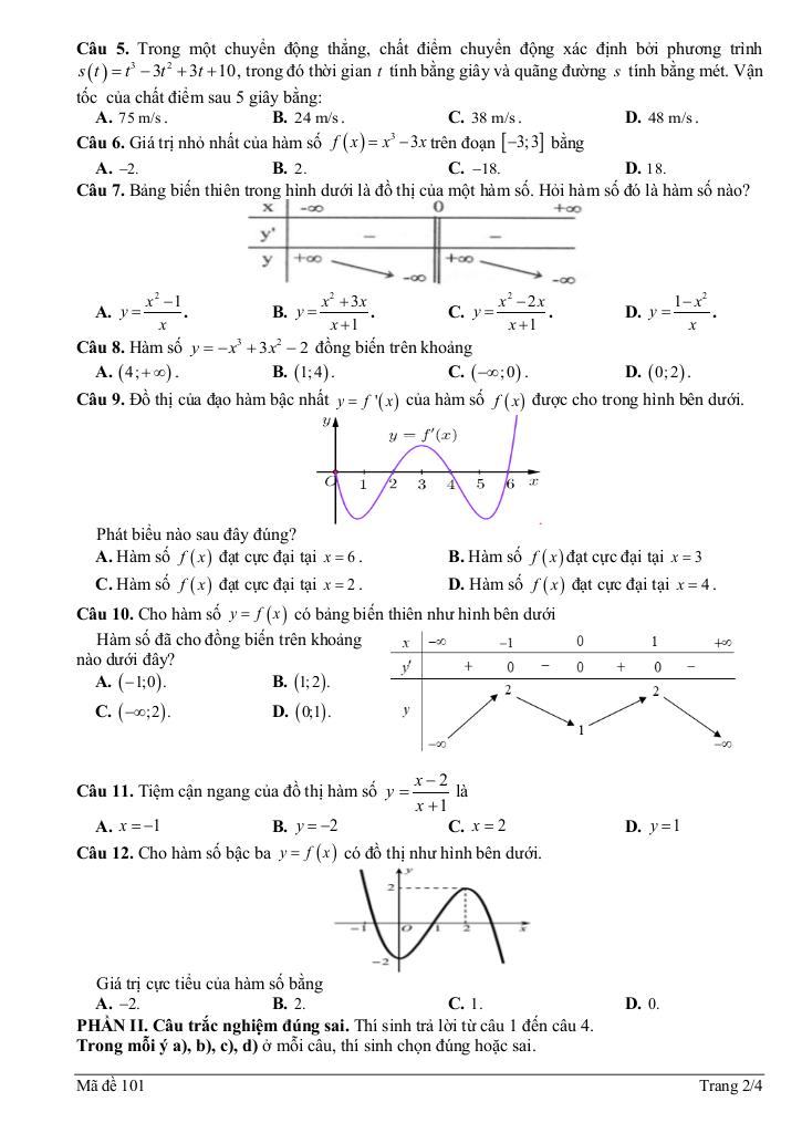 đề giữa học kì 1 toán 12 năm 2025 – 2026 trường thpt nguyễn trung trực – gia lai 1