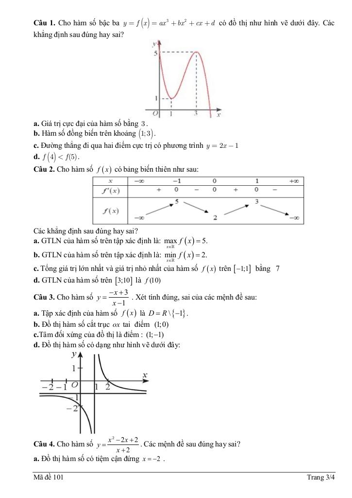 đề giữa học kì 1 toán 12 năm 2025 – 2026 trường thpt nguyễn trung trực – gia lai 2