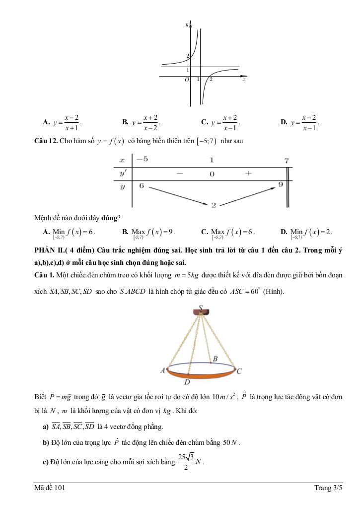 đề giữa học kì 1 toán 12 năm 2025 – 2026 trường thpt nhị chiểu – hải phòng 2