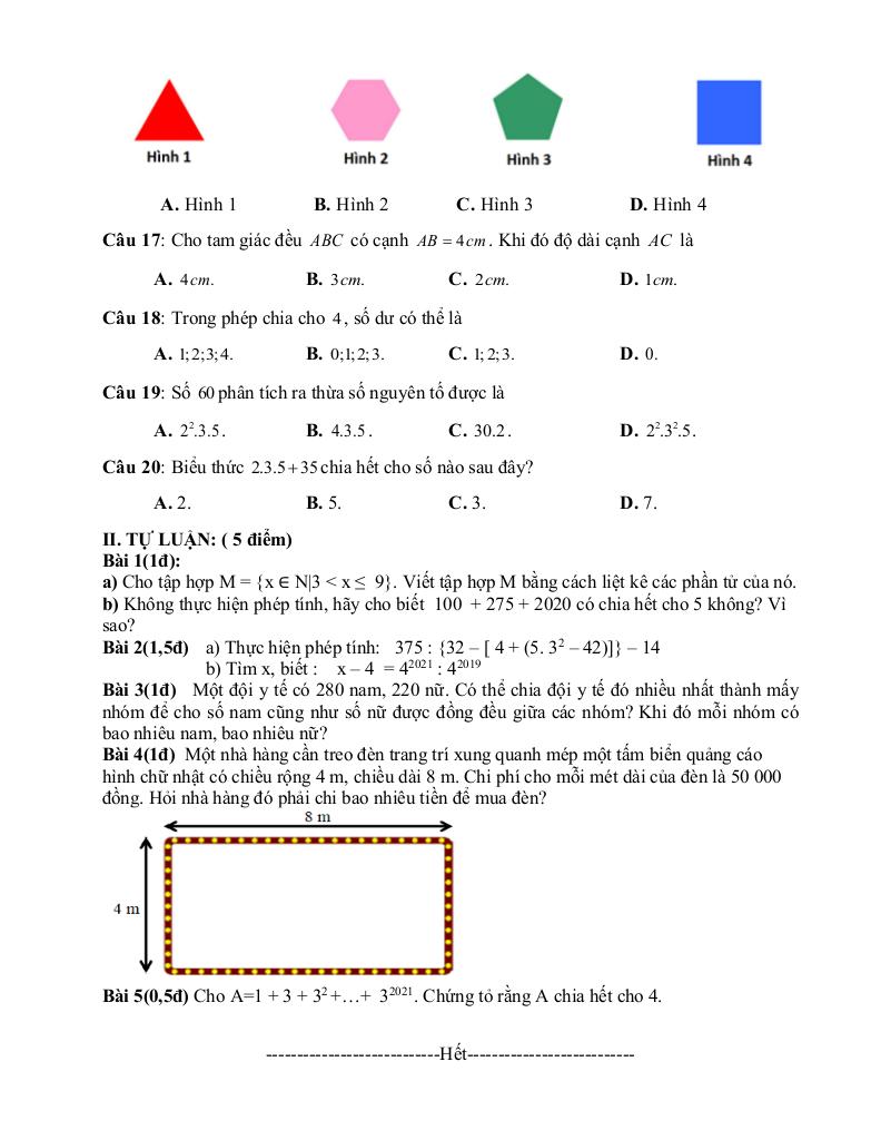 đề giữa học kì 1 toán 6 năm 2025 – 2026 trường thcs tân sỏi – bắc ninh 3