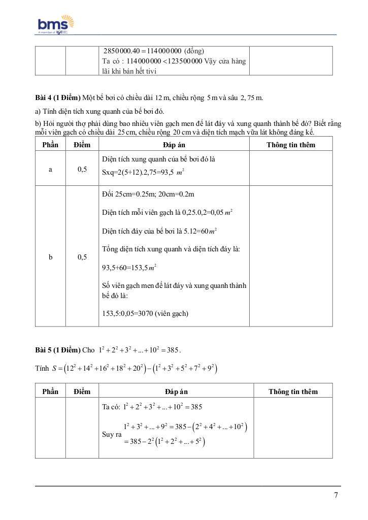 đề giữa học kì 1 toán 7 năm 2024 – 2025 trường ban mai school – hà nội 6
