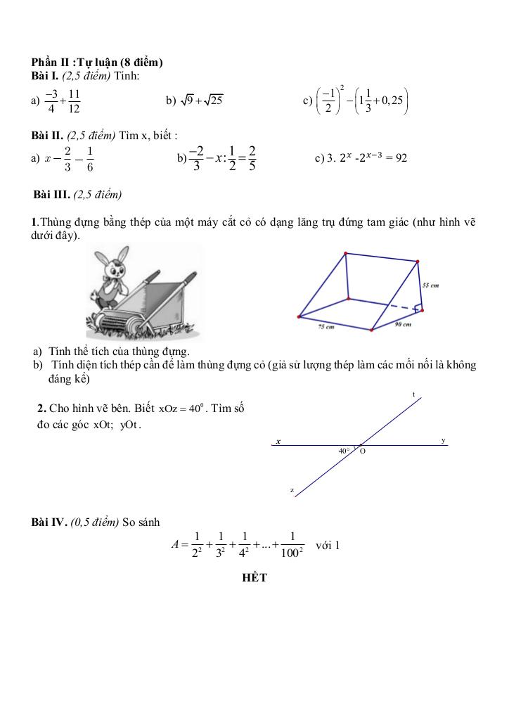 đề giữa học kì 1 toán 7 năm 2024 – 2025 trường thcs phúc lợi – hà nội 6