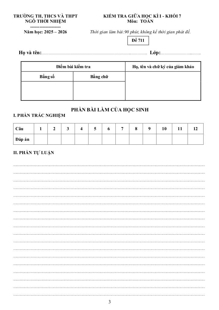 đề giữa học kì 1 toán 7 năm 2025 – 2026 trường ngô thời nhiệm – tp hcm 2