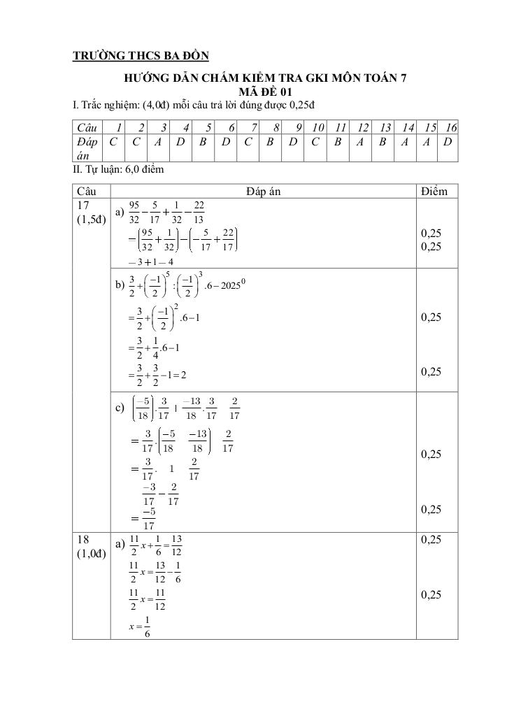 đề giữa học kì 1 toán 7 năm 2025 – 2026 trường thcs ba đồn – quảng trị 4
