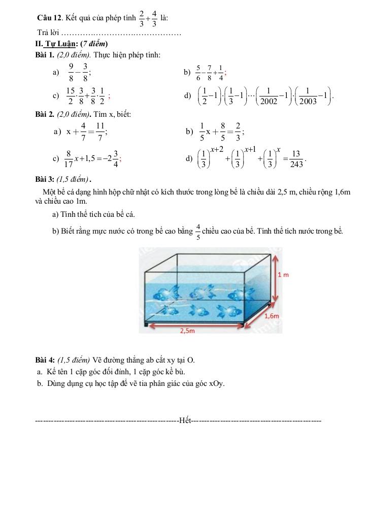 đề giữa học kì 1 toán 7 năm 2025 – 2026 trường thcs lý thường kiệt – tp hcm 1