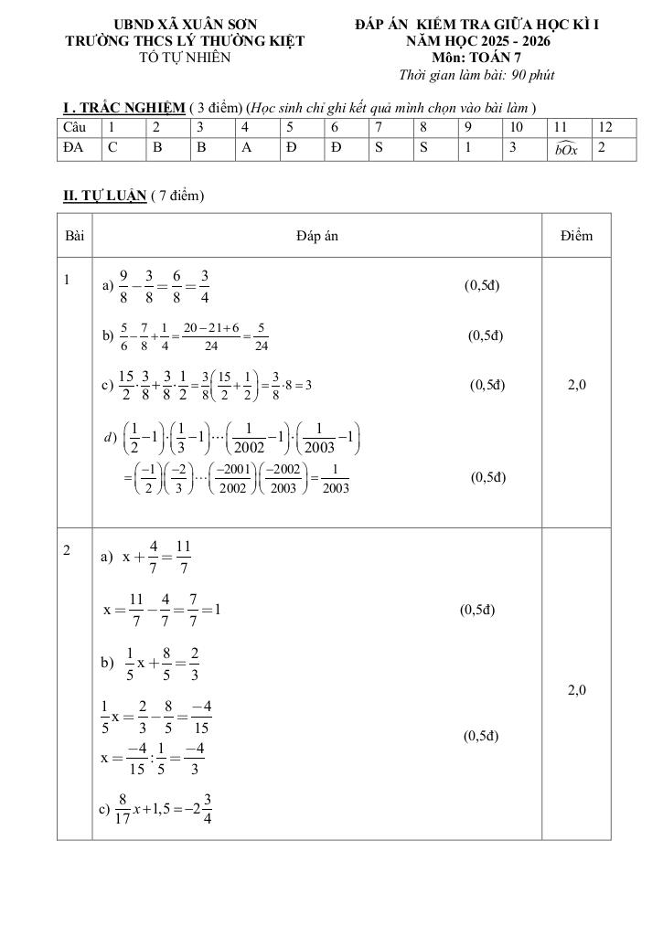 đề giữa học kì 1 toán 7 năm 2025 – 2026 trường thcs lý thường kiệt – tp hcm 2