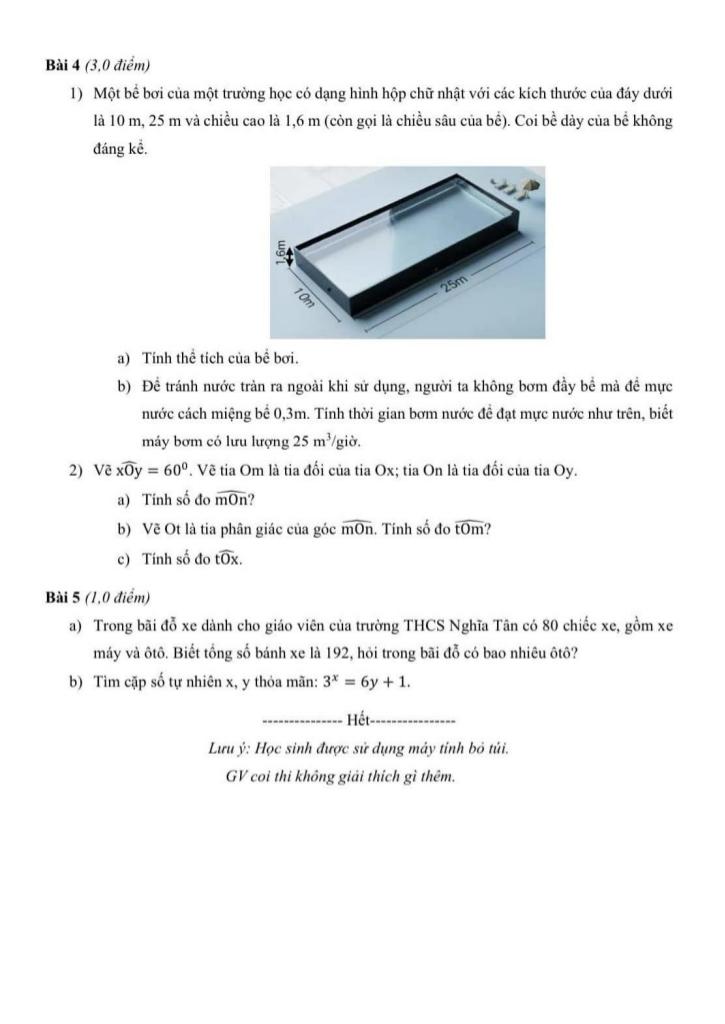 đề giữa học kì 1 toán 7 năm 2025 – 2026 trường thcs nghĩa tân – hà nội 1