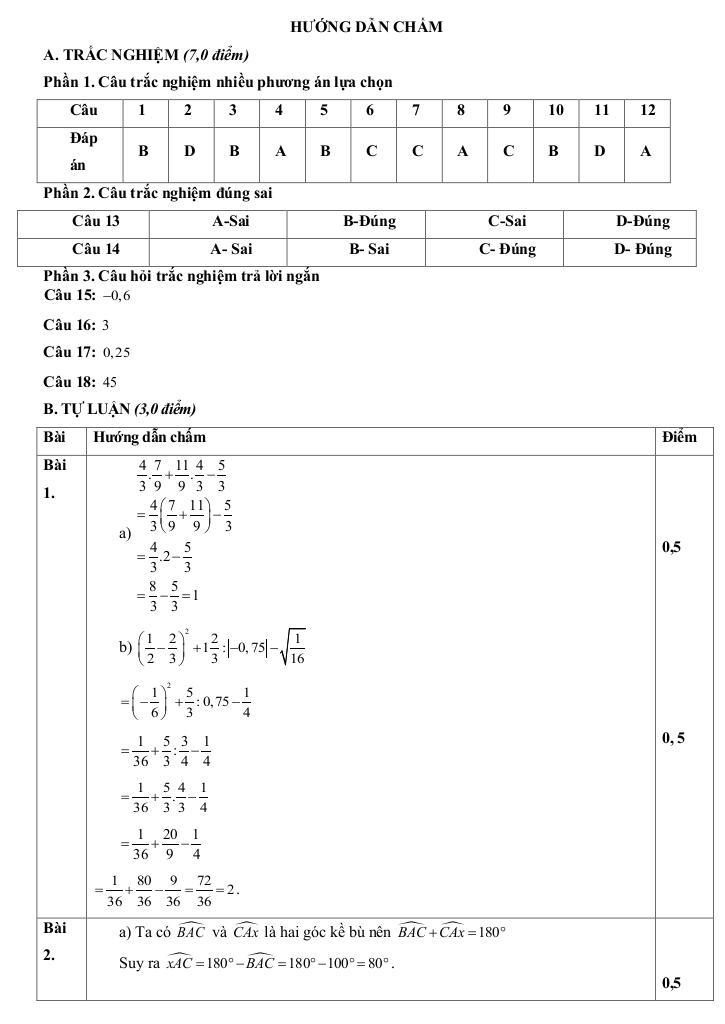 đề giữa học kì 1 toán 7 năm 2025 – 2026 trường thcs thanh miện – hải phòng 8