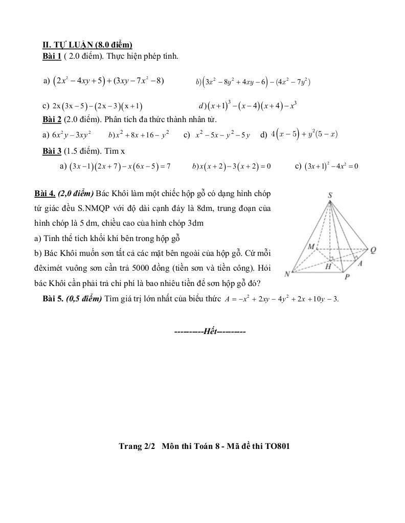 đề giữa học kì 1 toán 8 năm 2025 – 2026 trường thcs ái mộ – hà nội 1