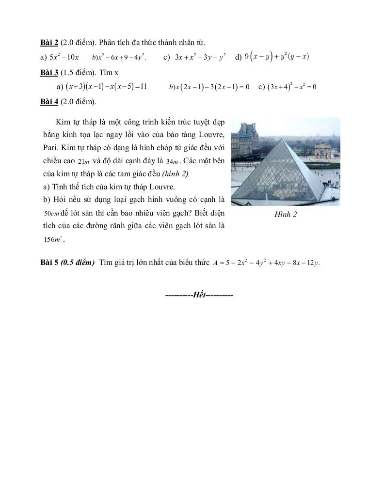 đề giữa học kì 1 toán 8 năm 2025 – 2026 trường thcs ái mộ – hà nội 3