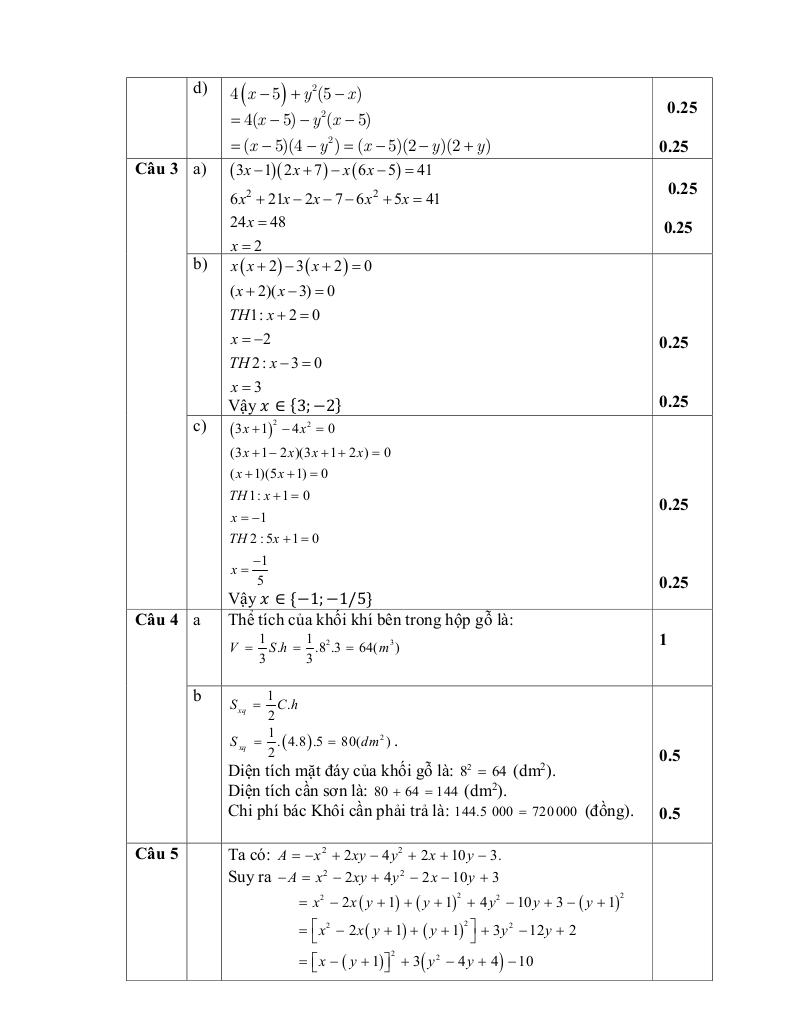 đề giữa học kì 1 toán 8 năm 2025 – 2026 trường thcs ái mộ – hà nội 7