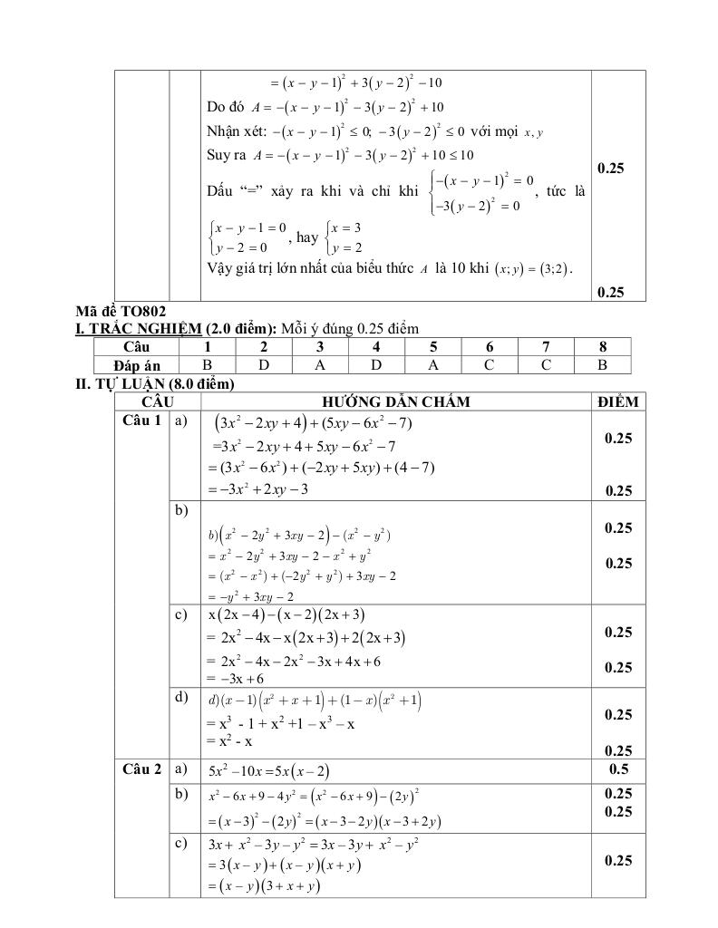 đề giữa học kì 1 toán 8 năm 2025 – 2026 trường thcs ái mộ – hà nội 8