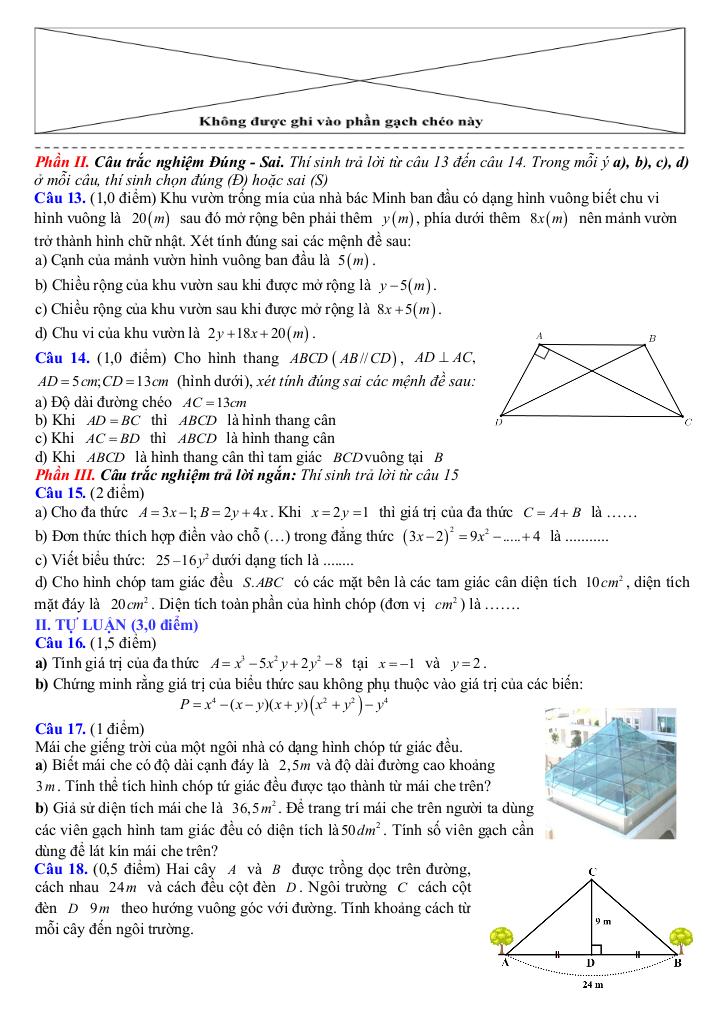 đề giữa học kì 1 toán 8 năm 2025 – 2026 trường thcs tuy phước – gia lai 6