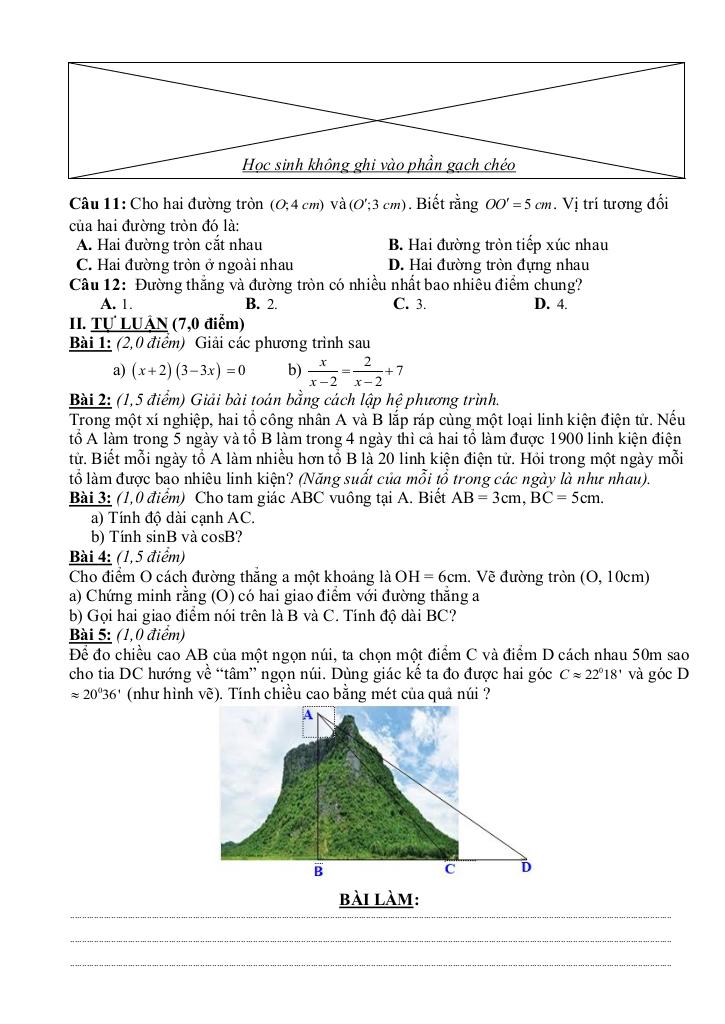 đề giữa học kì 1 toán 9 năm 2024 – 2025 trường thcs hoài thanh – bình định 4