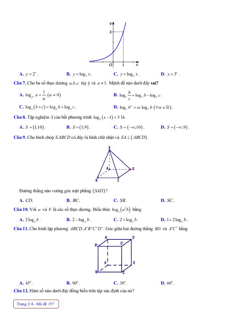 đề giữa học kì 2 toán 11 năm 2024 – 2025 trường thpt thanh hòa – bình phước 1