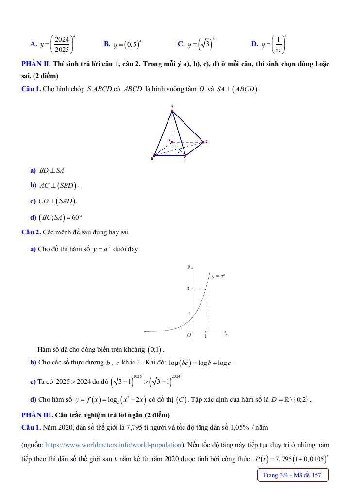 đề giữa học kì 2 toán 11 năm 2024 – 2025 trường thpt thanh hòa – bình phước 2