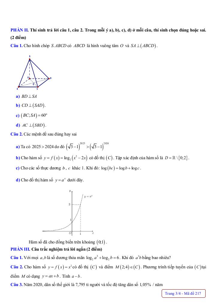 đề giữa học kì 2 toán 11 năm 2024 – 2025 trường thpt thanh hòa – bình phước 6